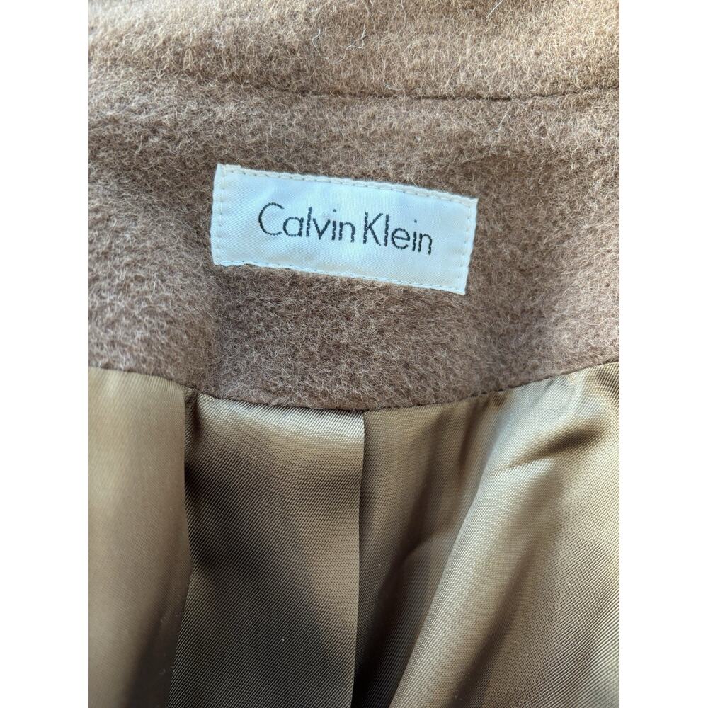 Vintage Calvin Klein Luxury Button Trench Coat, Sz 12, Brown USA With Small Hole - Picture 8 of 9